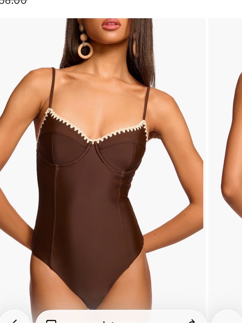 Ramy Brook Brown One-Piece Swimsuit with Cream Trim